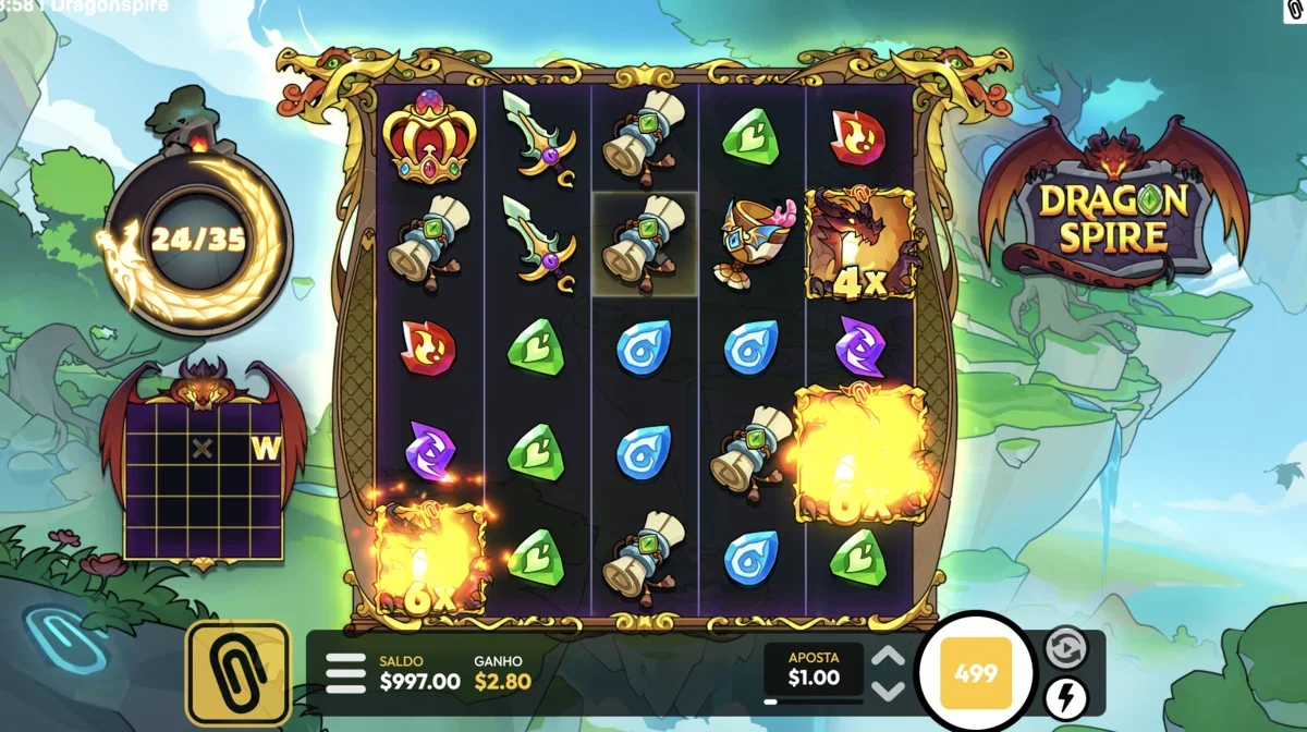 Экран празднования крупного выигрыша в Dragonspire